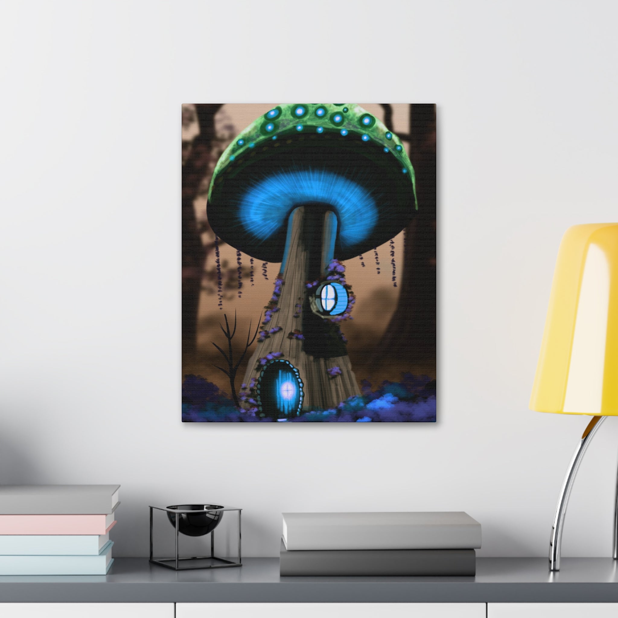 Mushroom House Canvas Print — Fantasy Woodland Wall Art