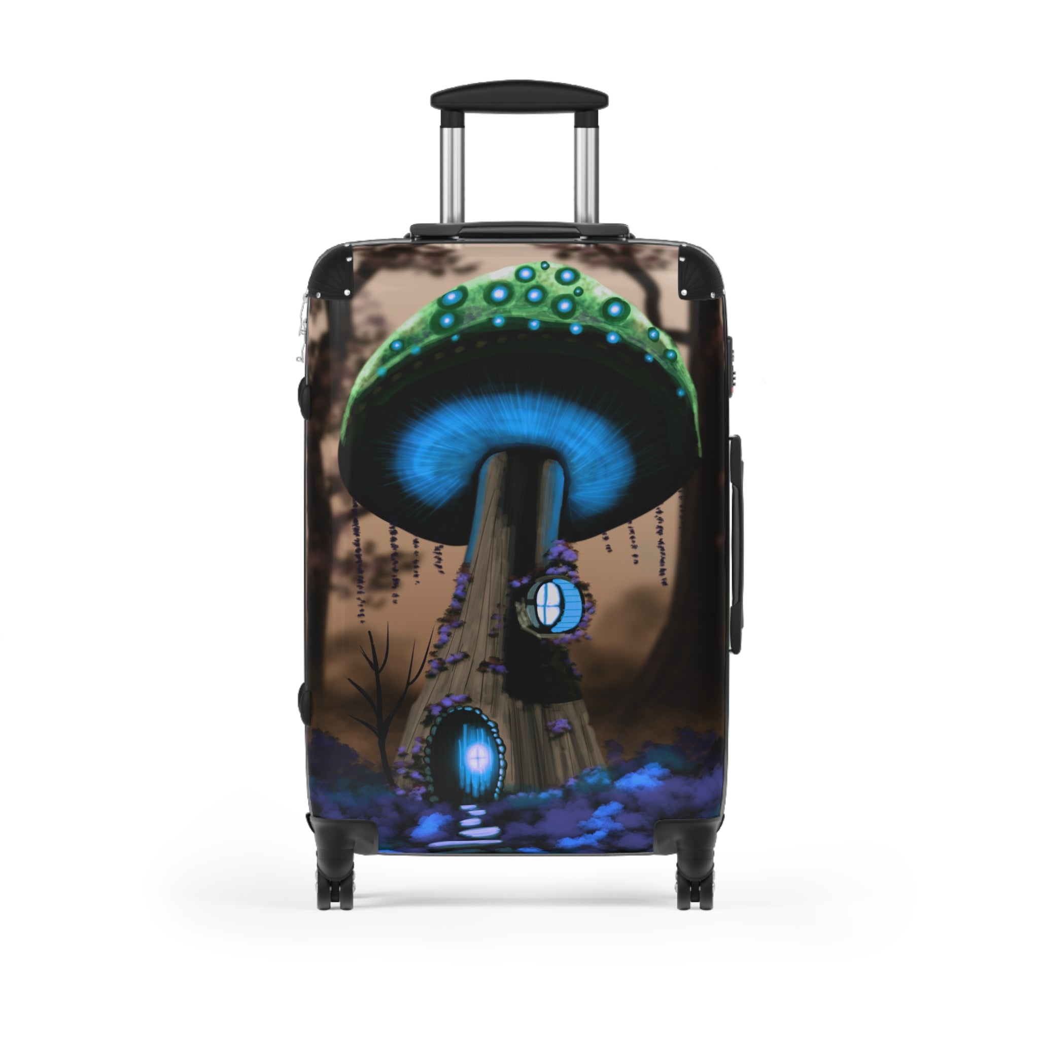 Glow Mushroom Suitcase — Fantasy Luggage with Neon Fungi Design