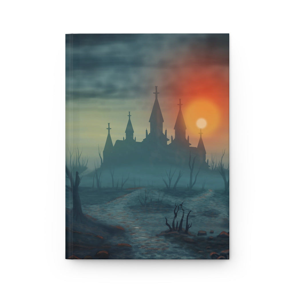 Haunted Castle Hardcover Journal — Gothic Sunset Notebook for Spooky Journaling