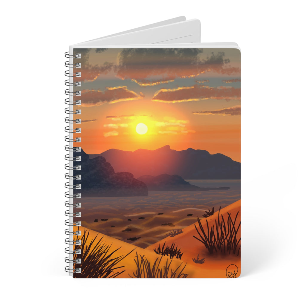 Sunset Desert A5 Wirobound Notebook — Lined Journal for Travel Notes & Daily Planning