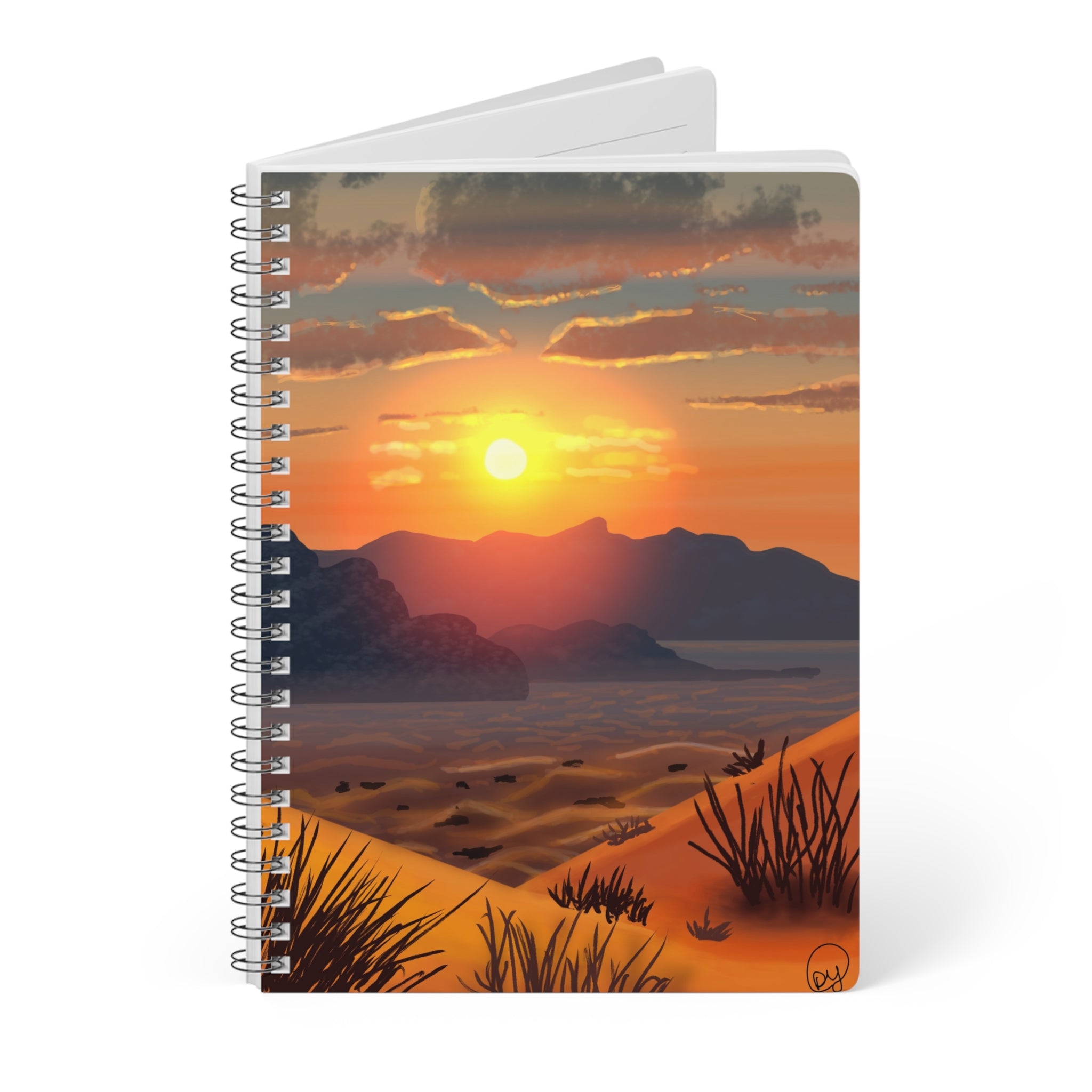 Sunset Desert A5 Wirobound Notebook — Lined Journal for Travel Notes & Daily Planning
