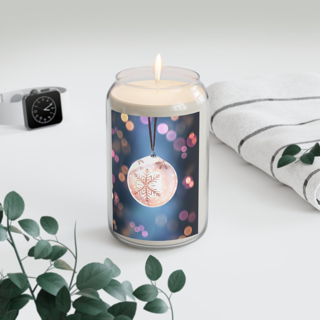 Holiday Ornament Soy Candle — Scented 13.75oz (Snowflake Bokeh)
