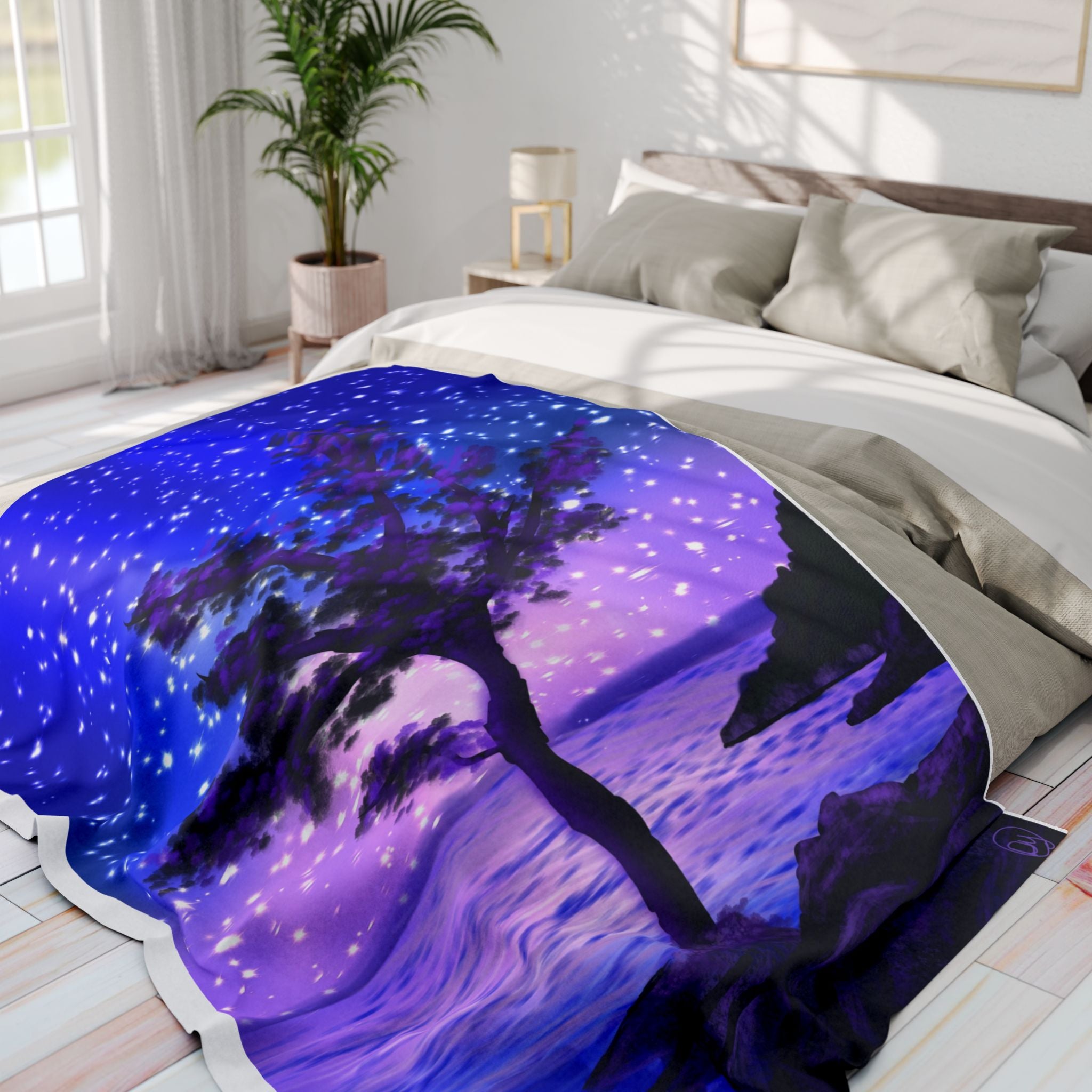 Arctic Fleece Blanket — Starry Night Coastal Tree Throw