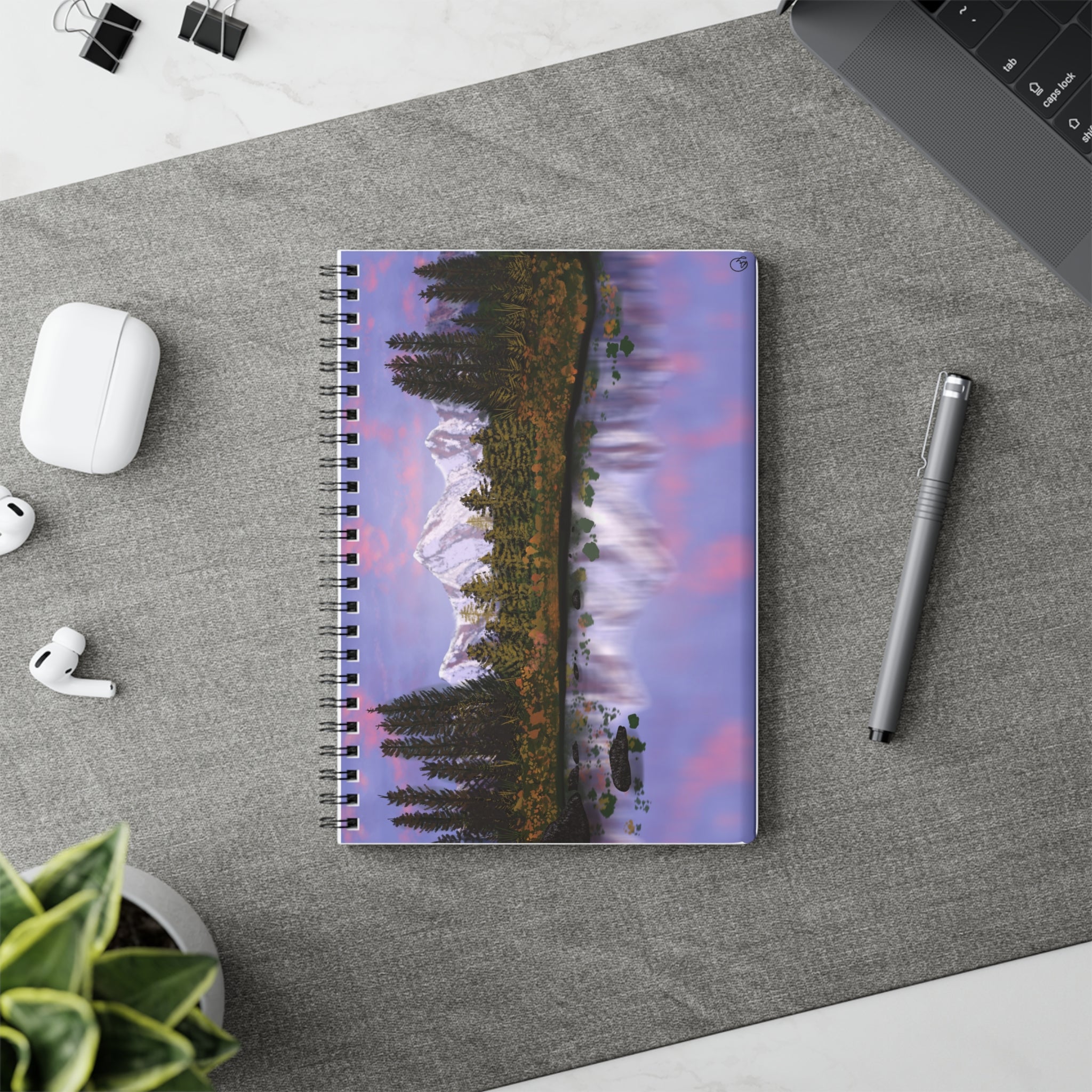 Mountain Lake Sunset Spiral Notebook — A5 Wirobound Journal