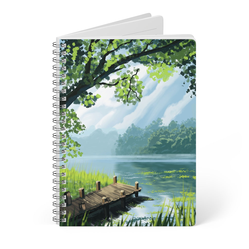 Lakefront Dock A5 Notebook — Serene Nature Journal (Wirobound Softcover)