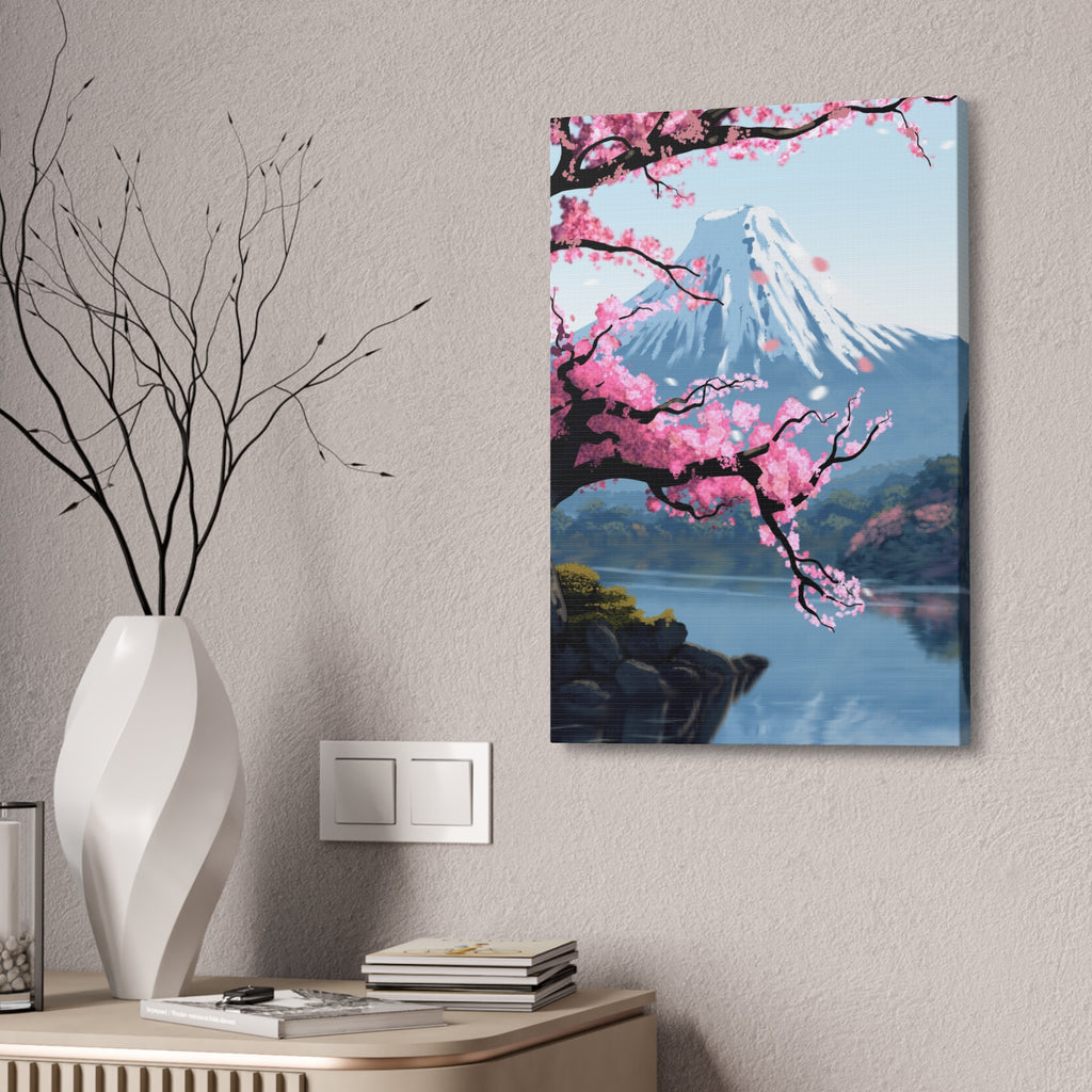 Canvas: Japanese Cherry Blossom Mount Fuji Stretched Wall Art