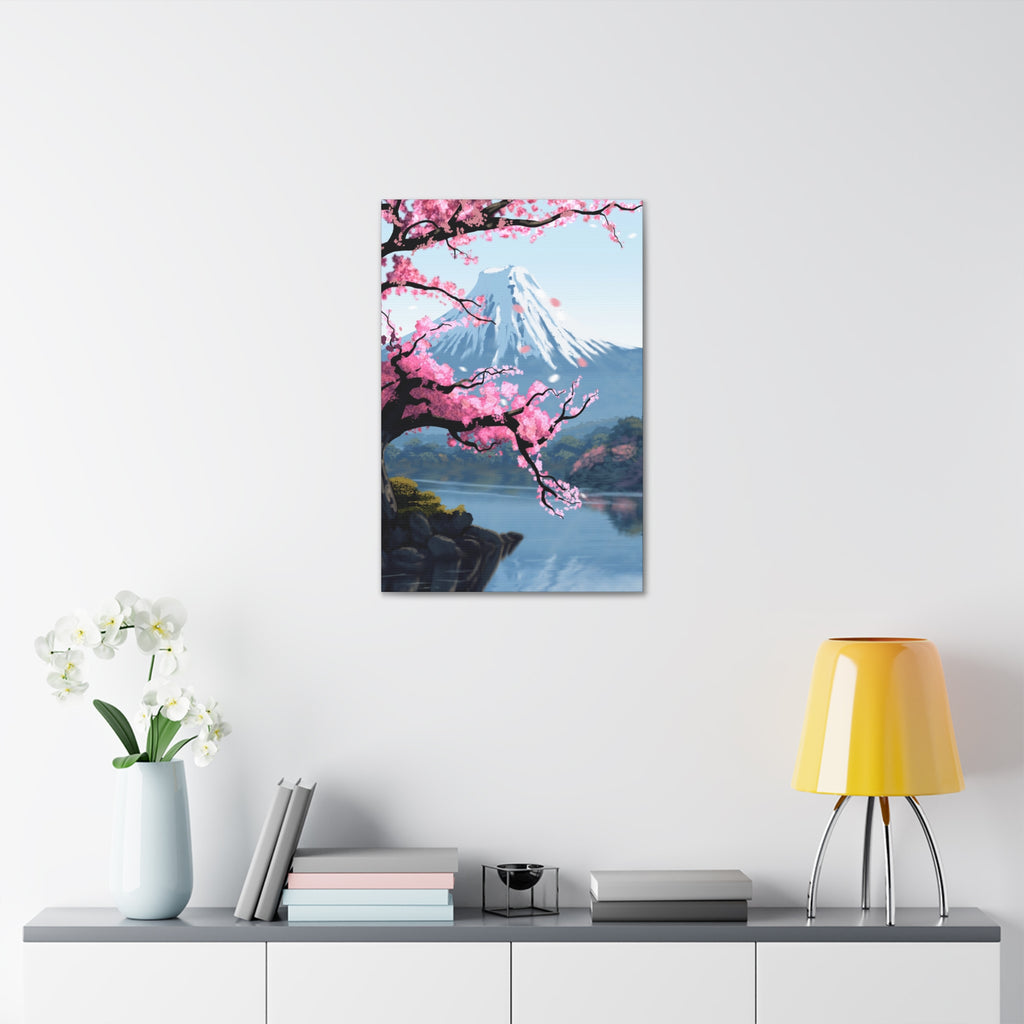 Canvas: Japanese Cherry Blossom Mount Fuji Stretched Wall Art