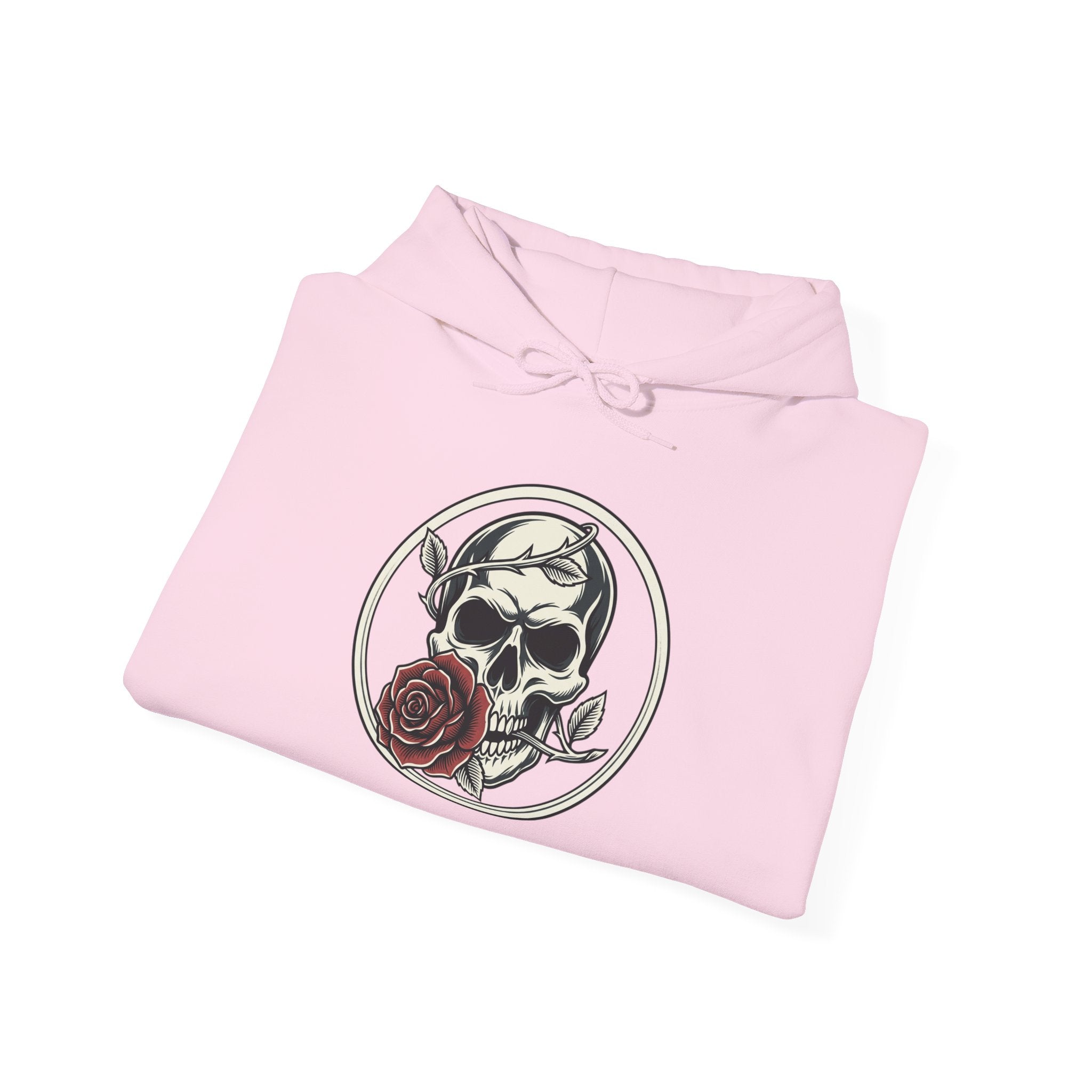 Skull & Rose Hoodie — Gothic Skull Rose Graphic Hooded Sweatshirt