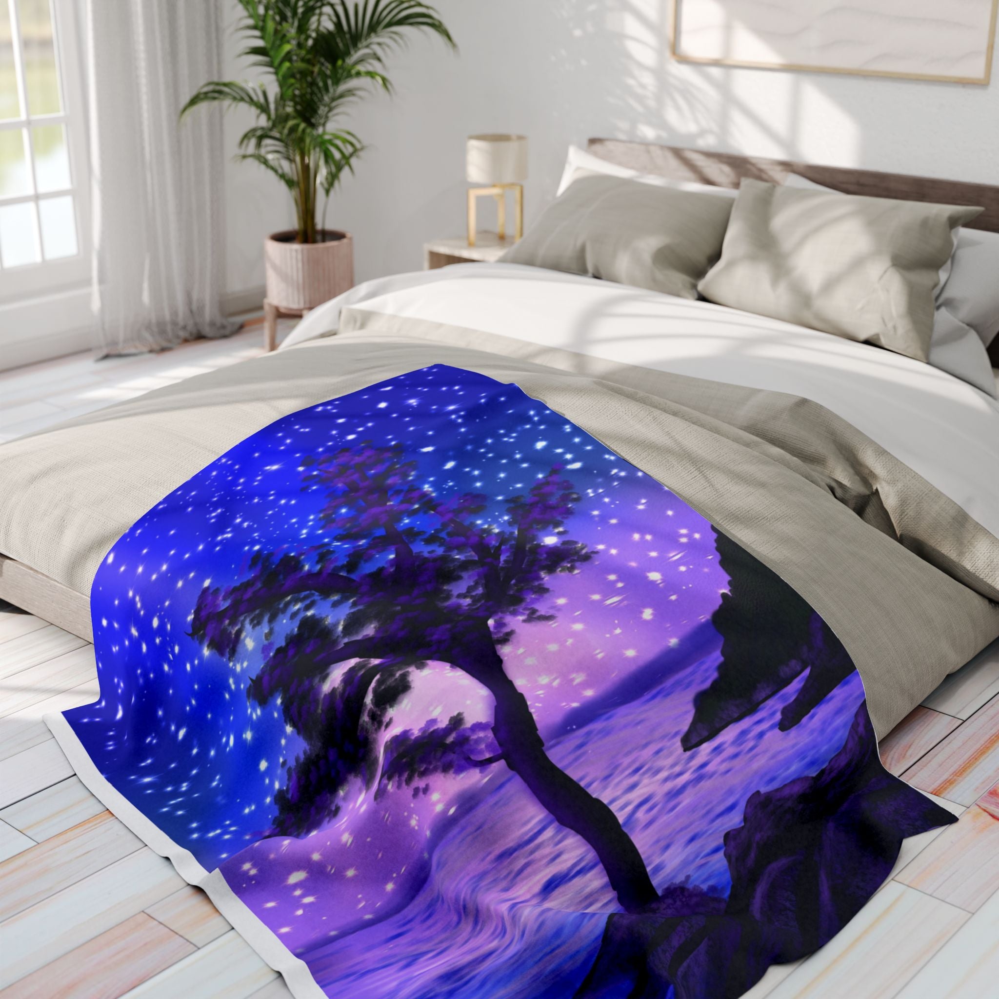 Arctic Fleece Blanket — Starry Night Coastal Tree Throw