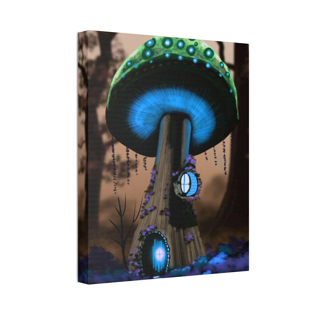 Mushroom House Canvas Print — Fantasy Woodland Wall Art
