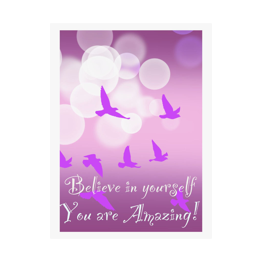 Believe in Yourself Inspirational Poster — Pink Birds Motivational Wall Art