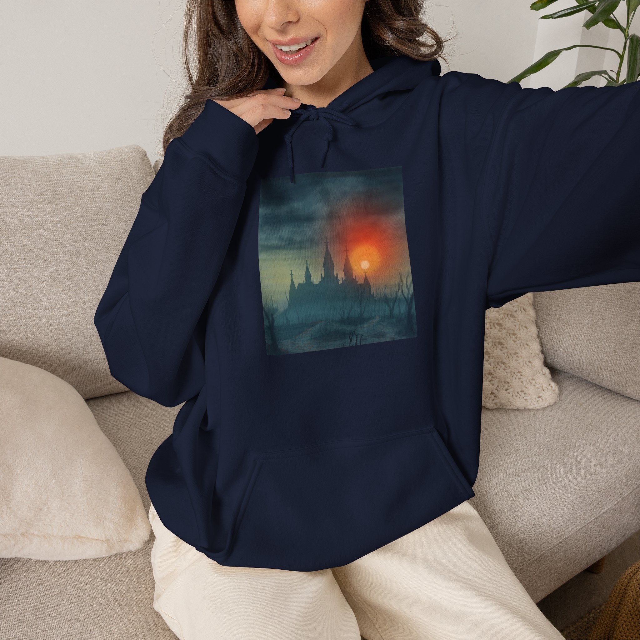 Sunset Castle Hoodie — Atmospheric Fantasy Landscape Sweatshirt