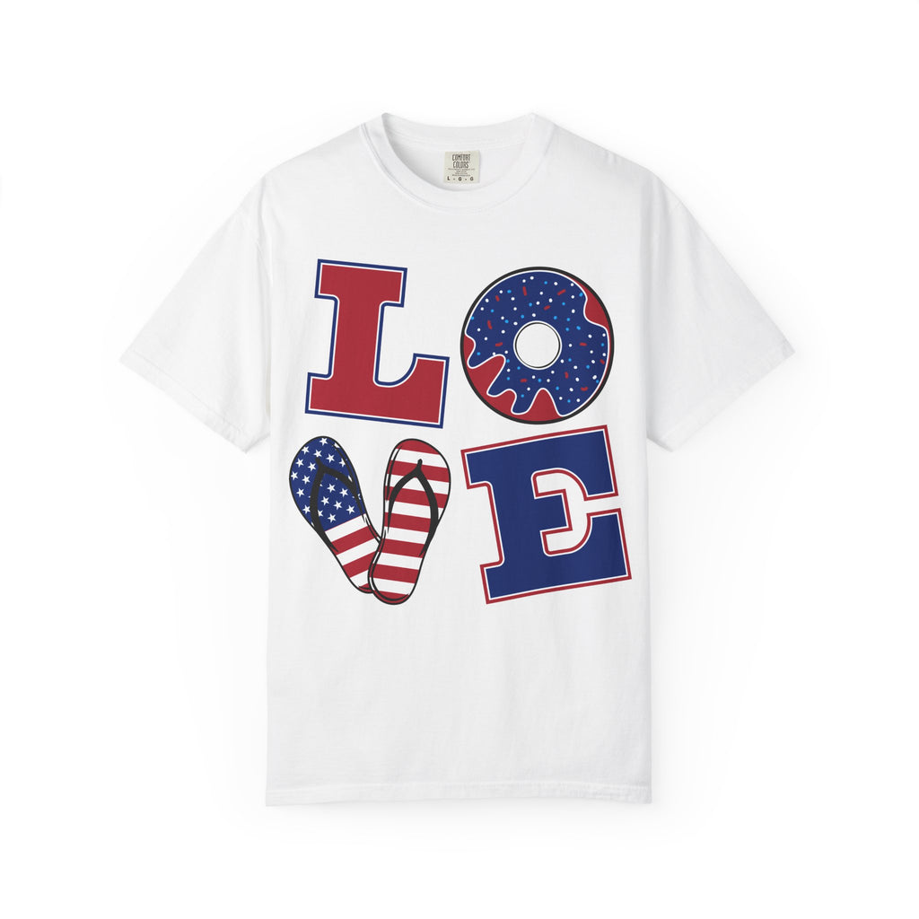 Patriotic "LOVE" T-Shirt — American Flag Fourth of July Tee