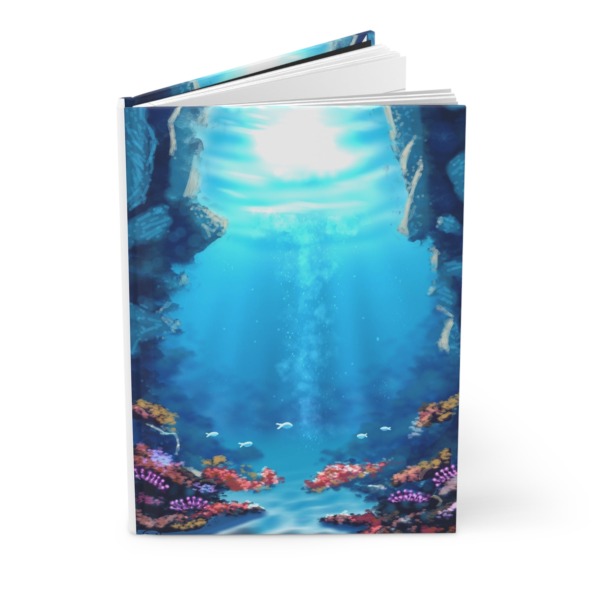 Underwater Sunbeam Hardcover Journal — Ocean Coral Notebook for Travel, Sketching & Daily Journaling