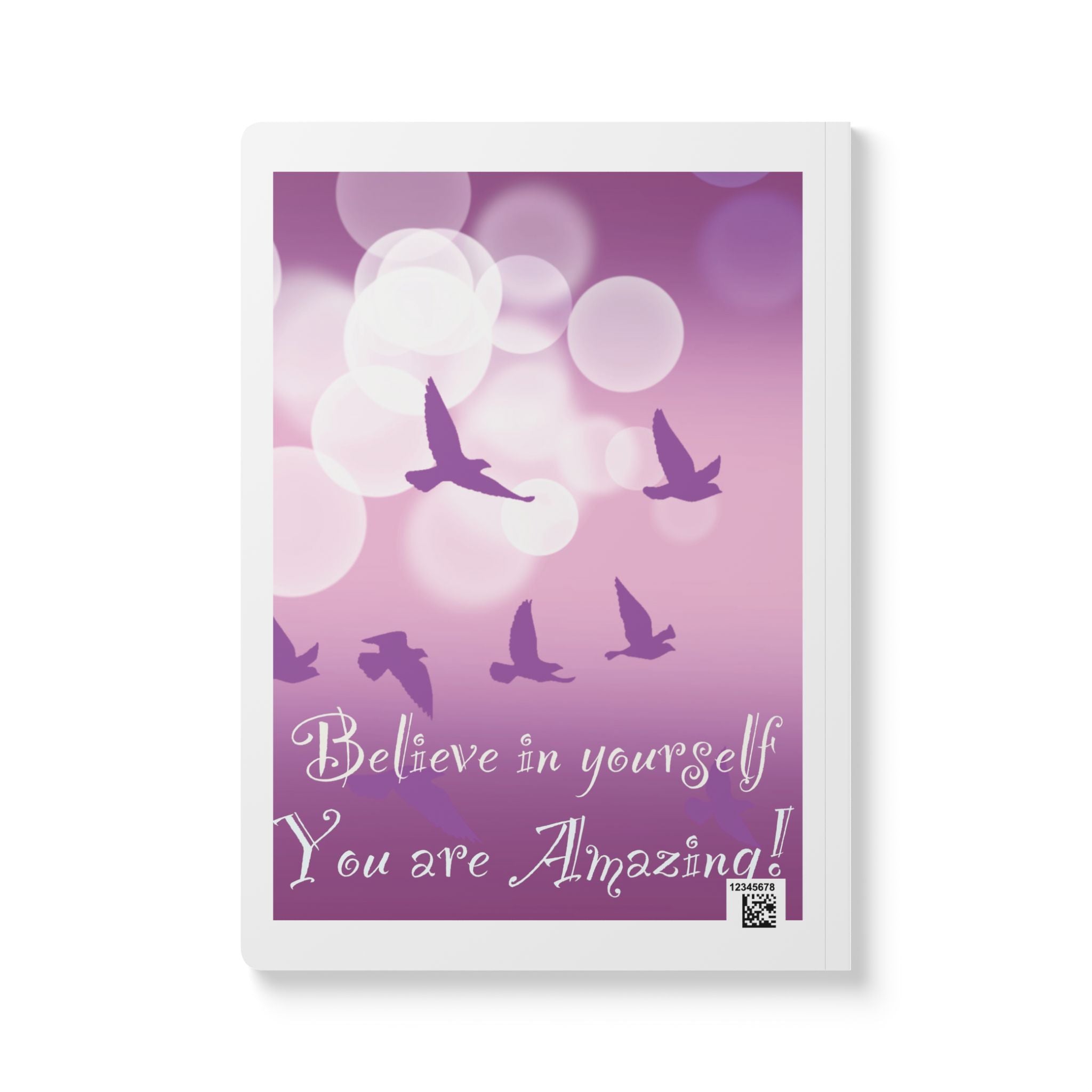 Inspirational Softcover Journal — "Believe in Yourself, You Are Amazing" (Purple Birds)