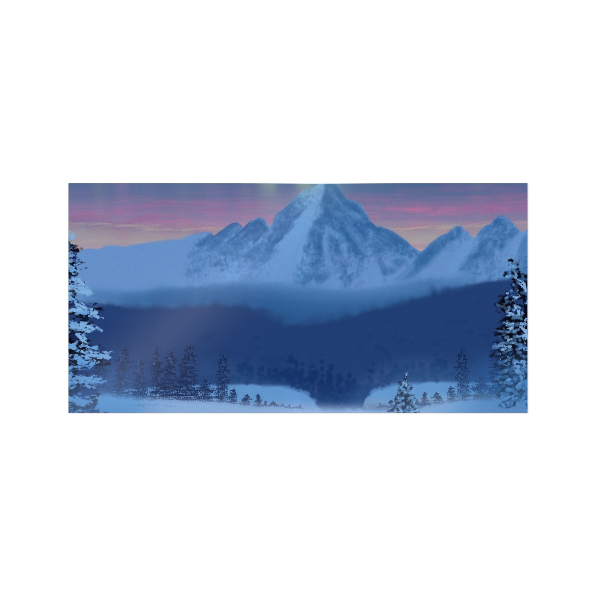 Aurora Mountain Die-Cut Sticker — Winter Snowscape Sticker