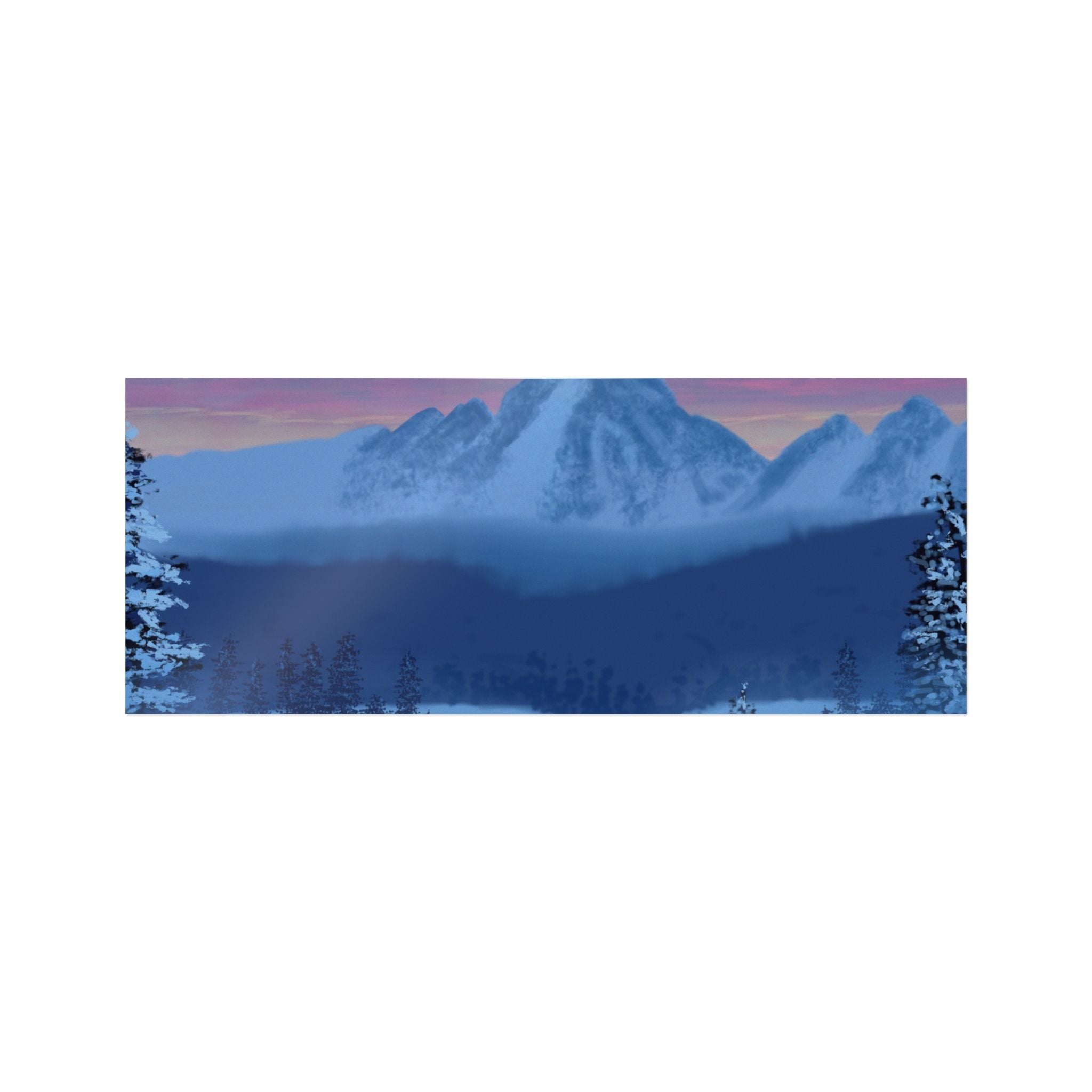 Aurora Mountain Die-Cut Sticker — Winter Snowscape Sticker