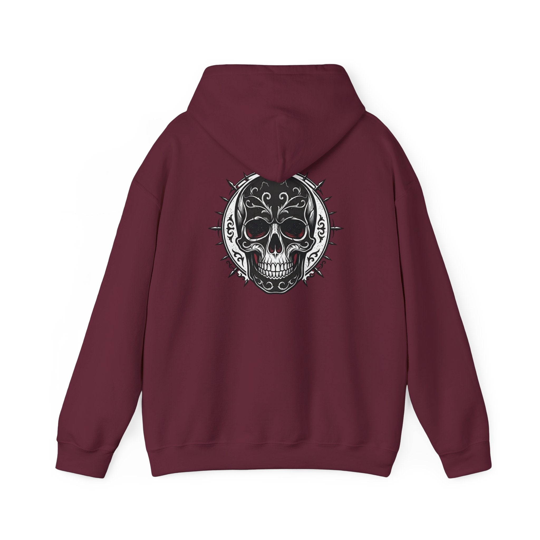 Skull & Rose Hoodie — Gothic Skull Rose Graphic Hooded Sweatshirt