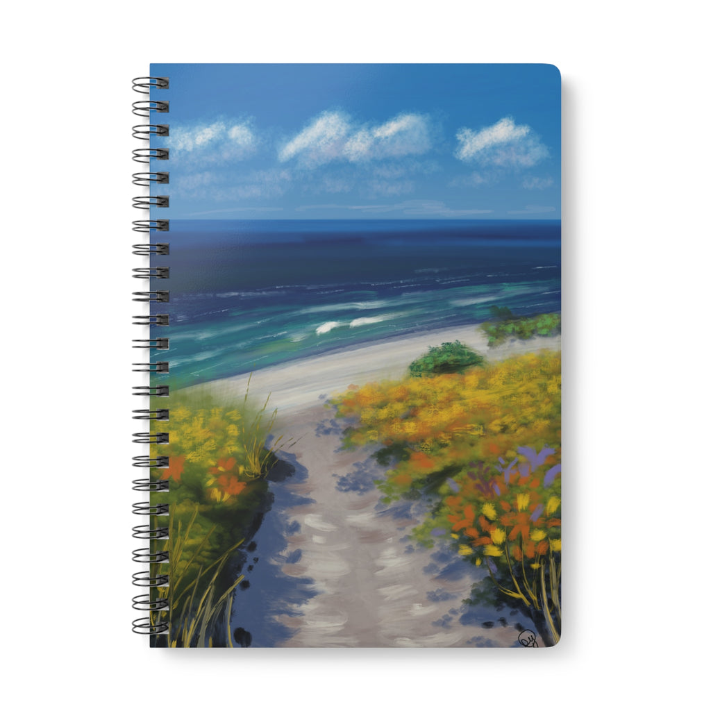 A5 Seaside Path Spiral Notebook — Beach Landscape Journal