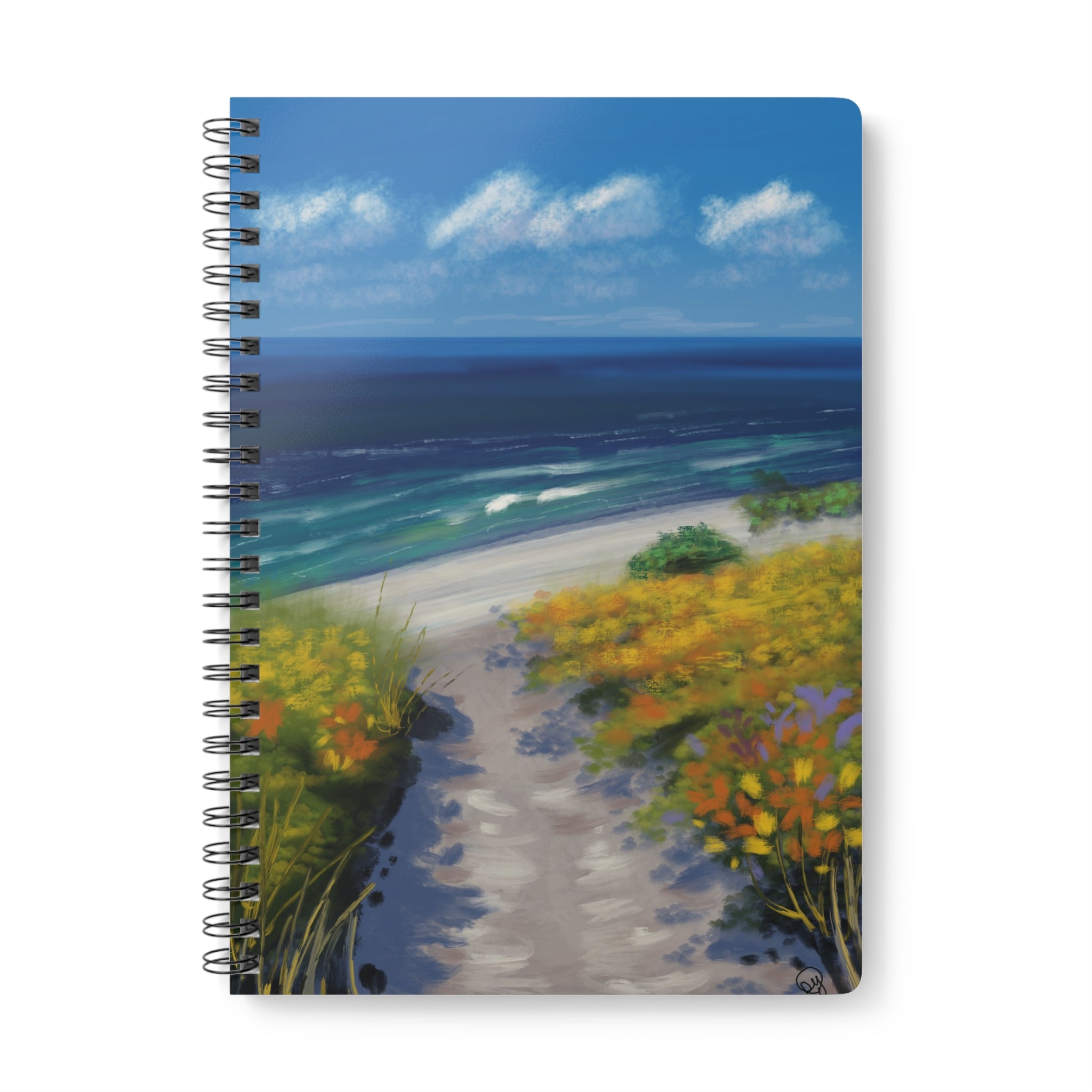 A5 Seaside Path Spiral Notebook — Beach Landscape Journal