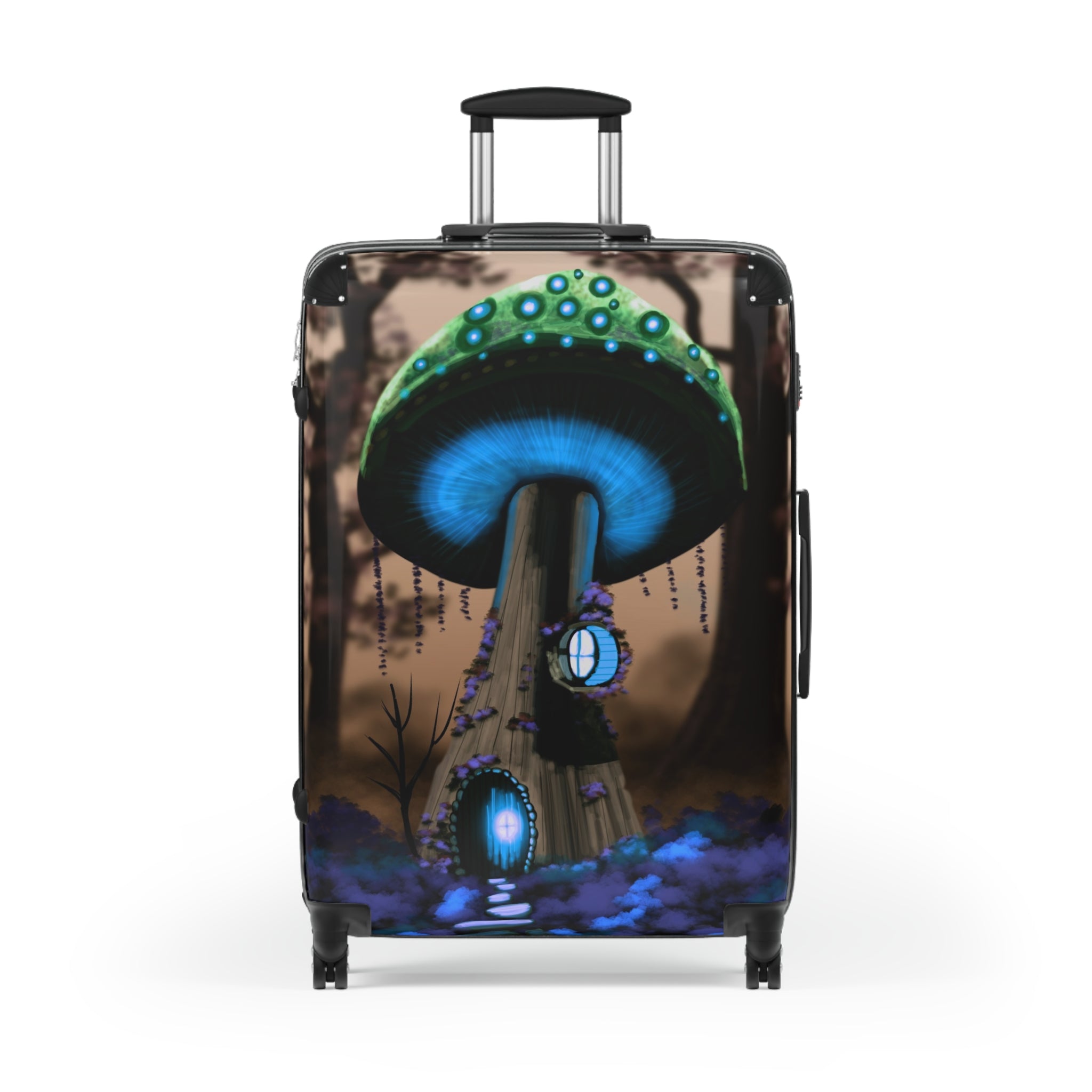 Glow Mushroom Suitcase — Fantasy Luggage with Neon Fungi Design