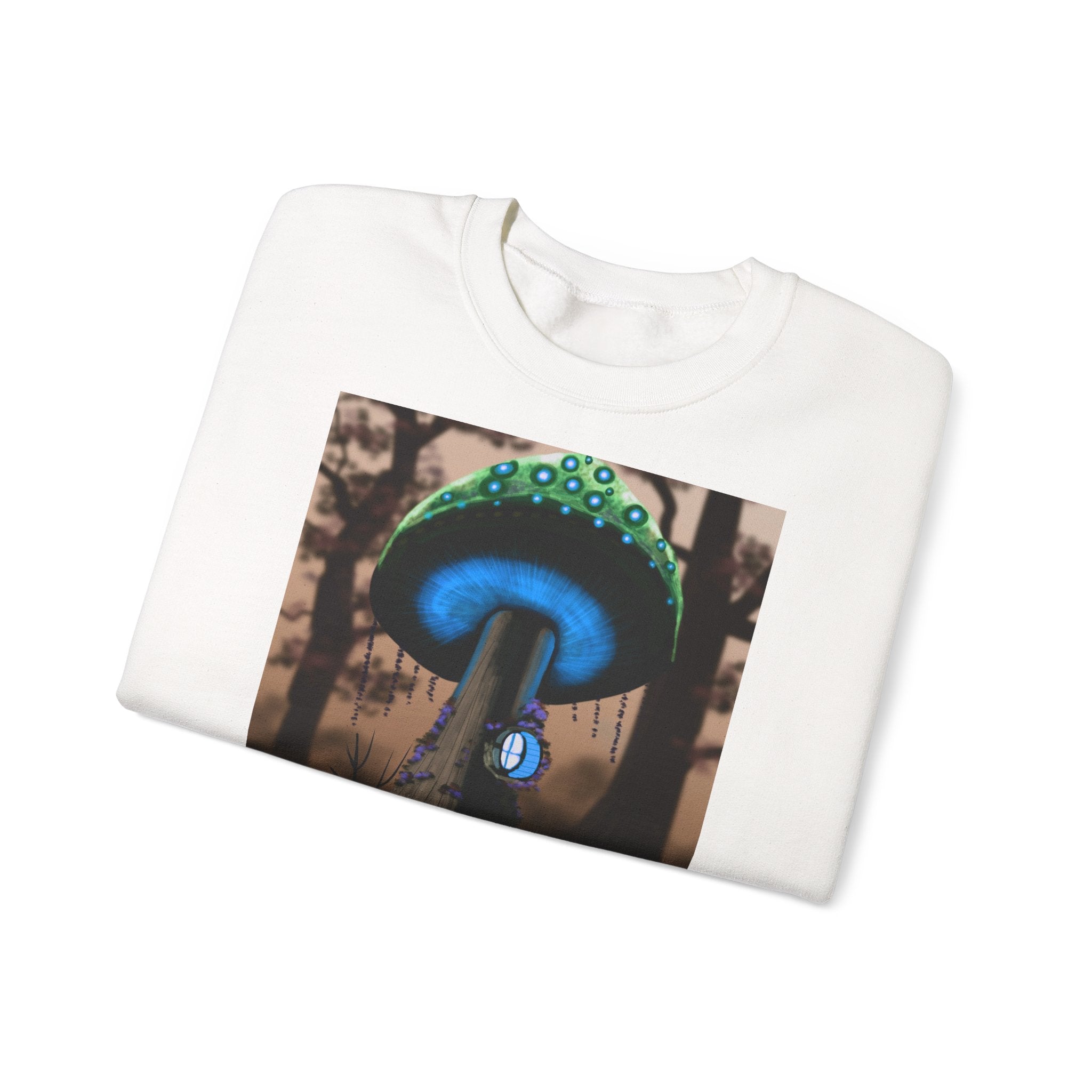 Magic Mushroom Crewneck Sweatshirt - Neon Mushroom Forest Graphic