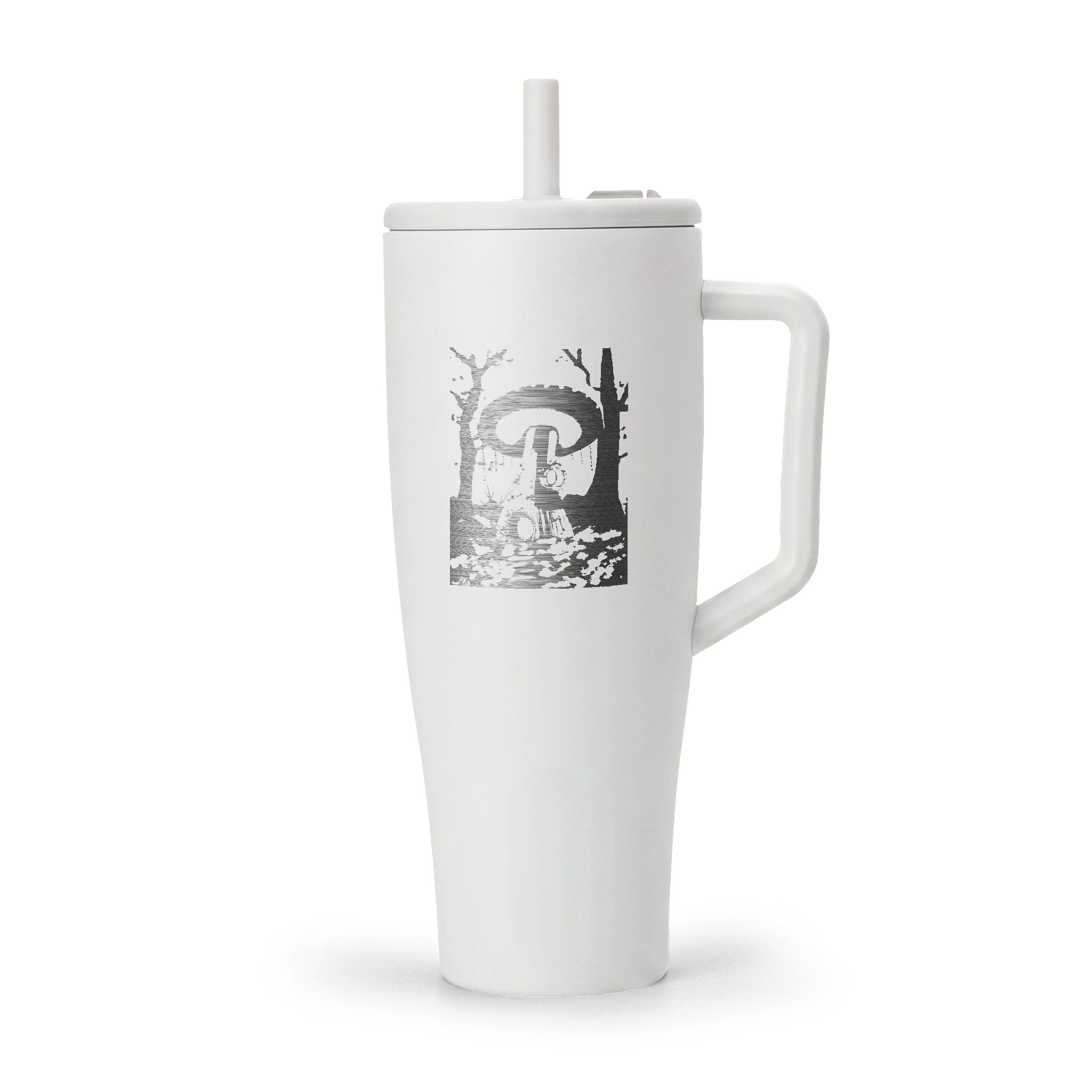 40oz Engraved Insulated Tumbler with Handle — Mushroom Forest Design