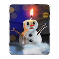 Snowman Candle Sherpa Blanket — Cute Melted Snowman Cozy Throw