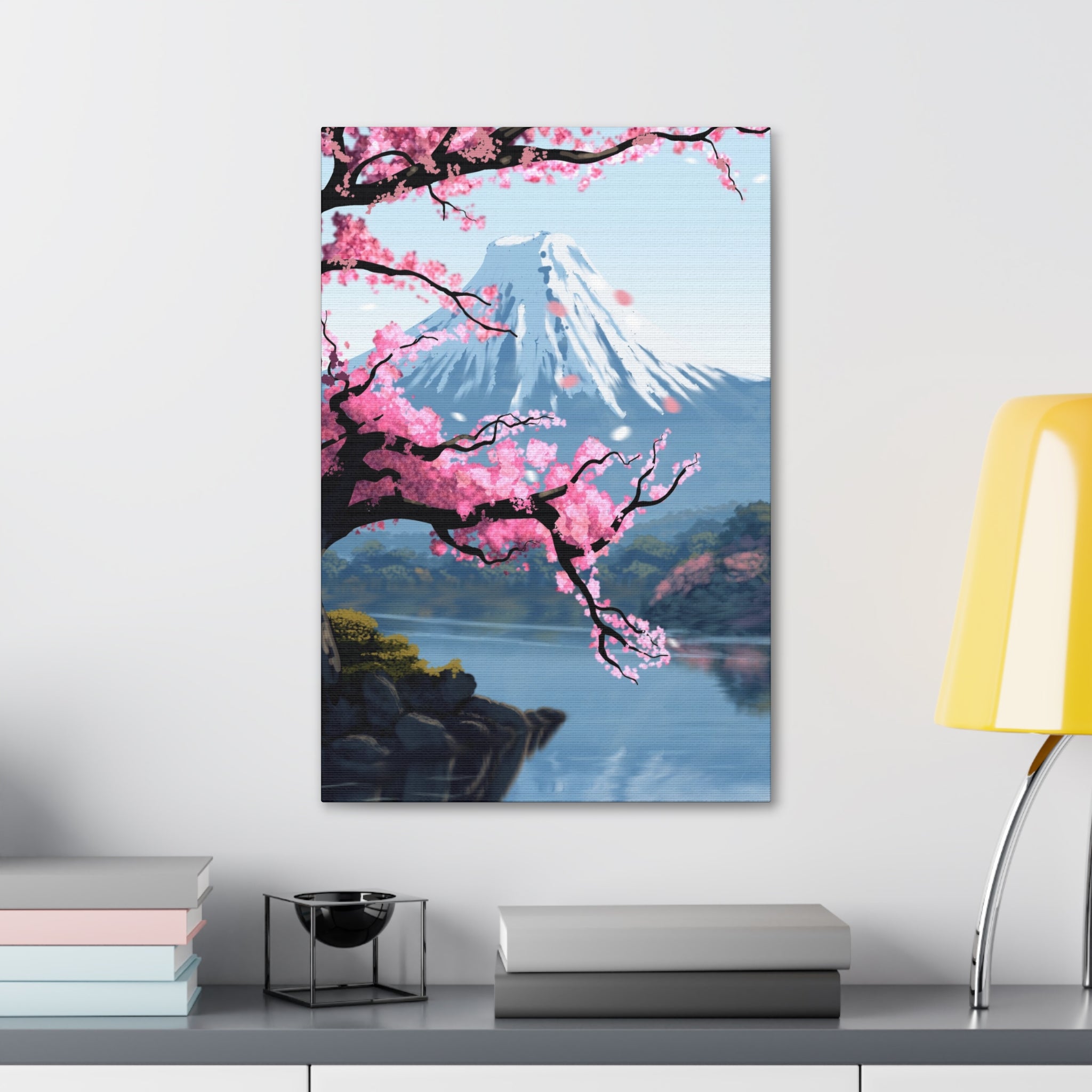 Canvas: Japanese Cherry Blossom Mount Fuji Stretched Wall Art