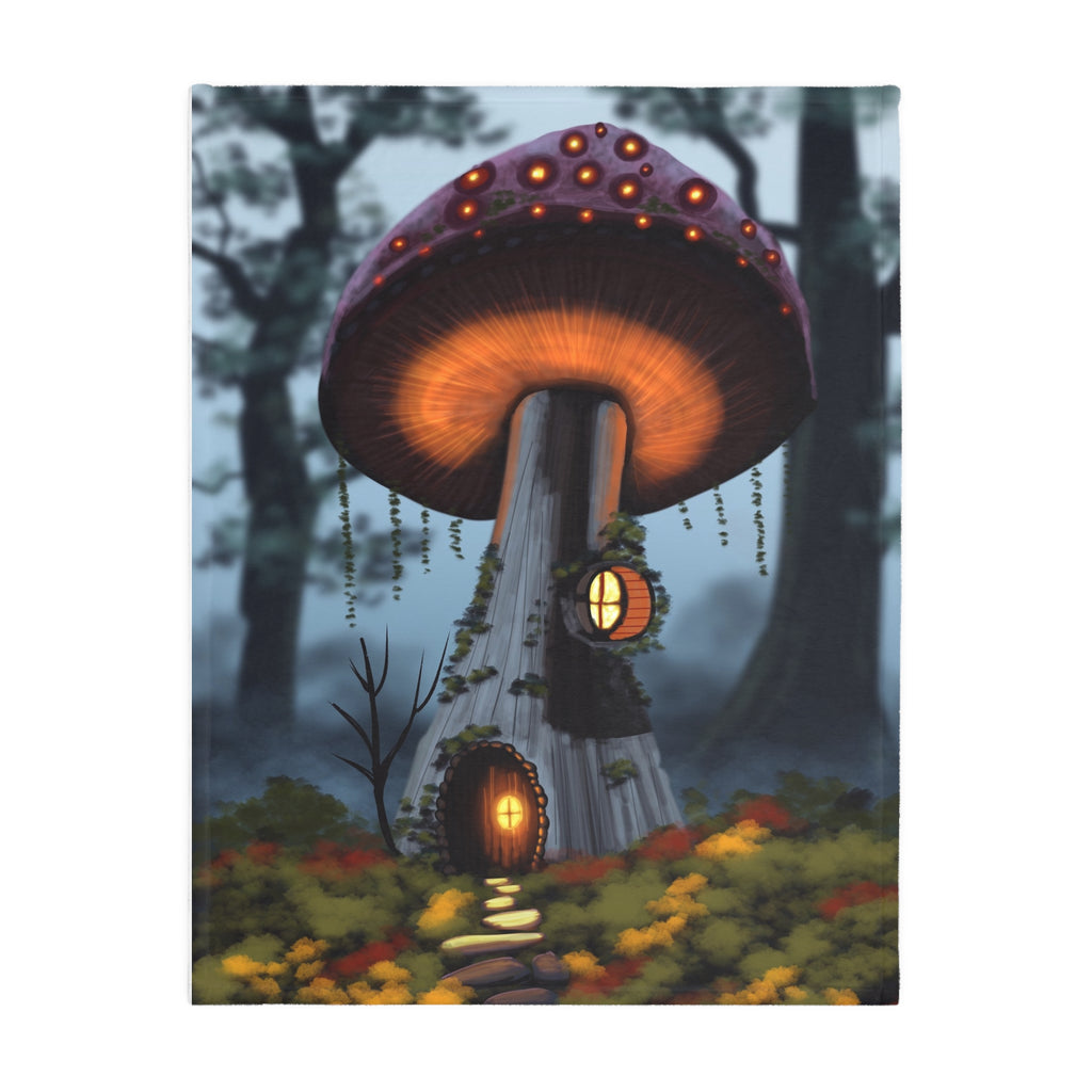 Mystical Mushroom House Blanket — Cozy Two-Sided Velveteen Throw