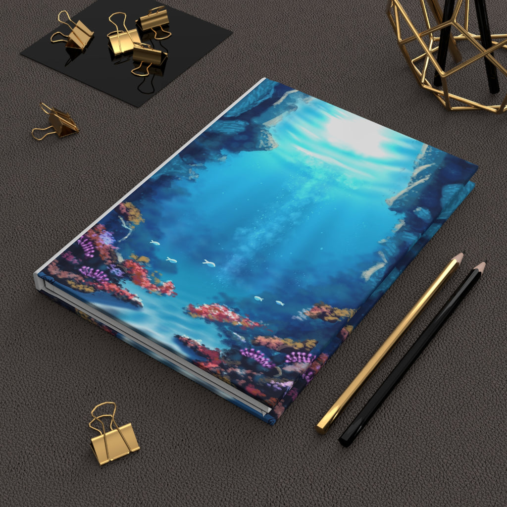 Underwater Sunbeam Hardcover Journal — Ocean Coral Notebook for Travel, Sketching & Daily Journaling