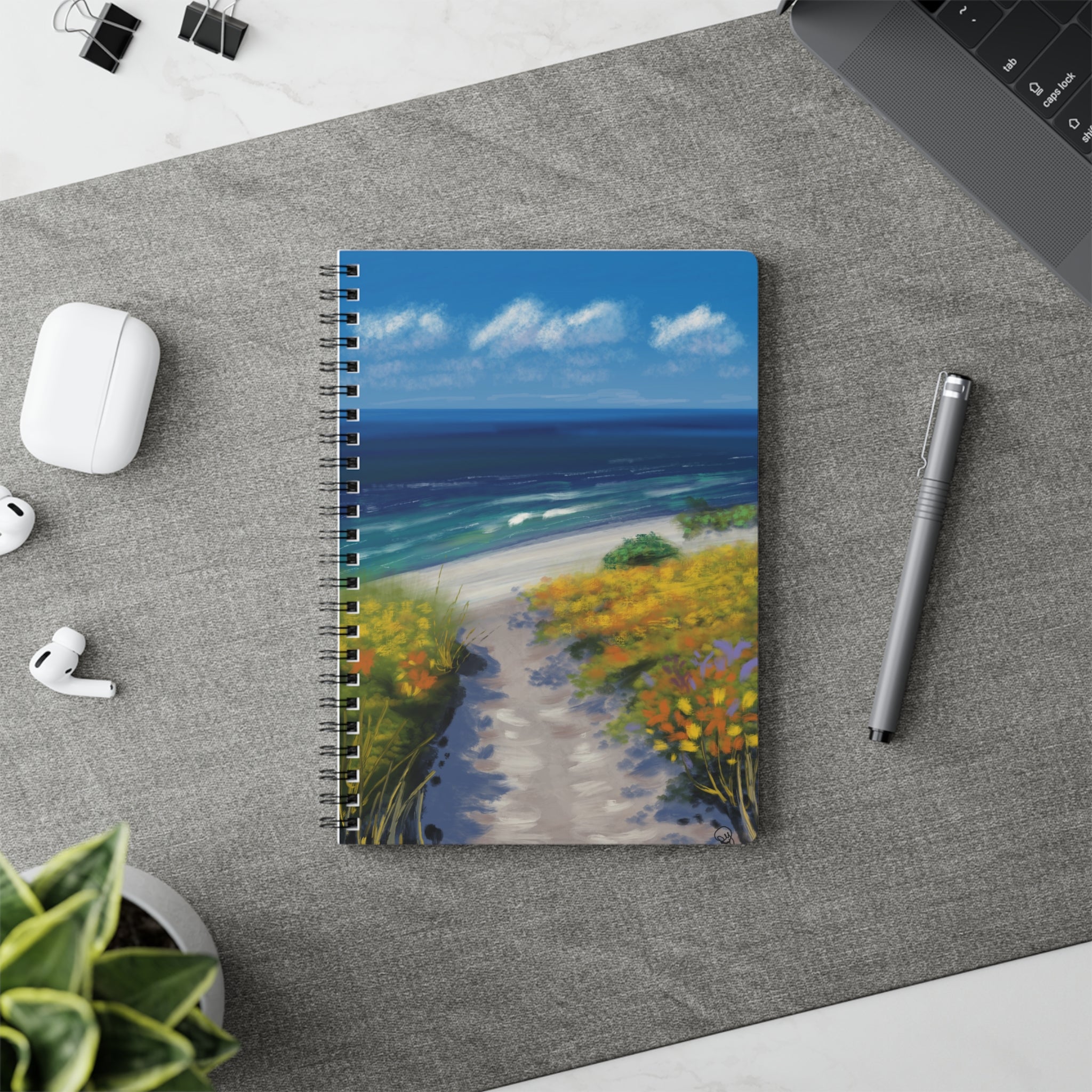 A5 Seaside Path Spiral Notebook — Beach Landscape Journal