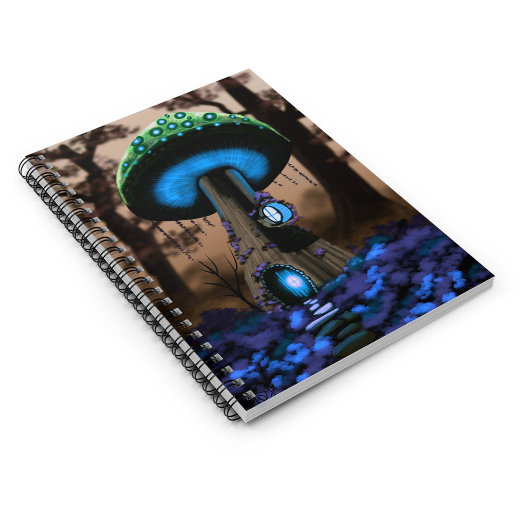 Mushroom Fairy House Spiral Notebook — Enchanted Forest Ruled Journal