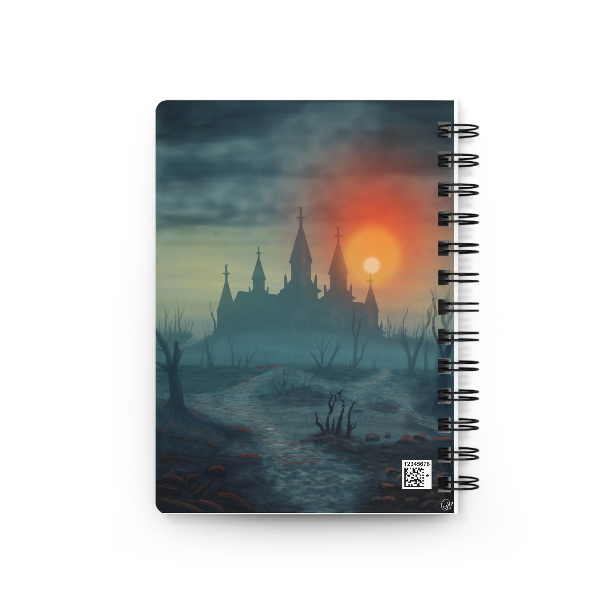 Haunted Castle Spiral Journal — Gothic Sunset Notebook for Halloween & Spooky Writing