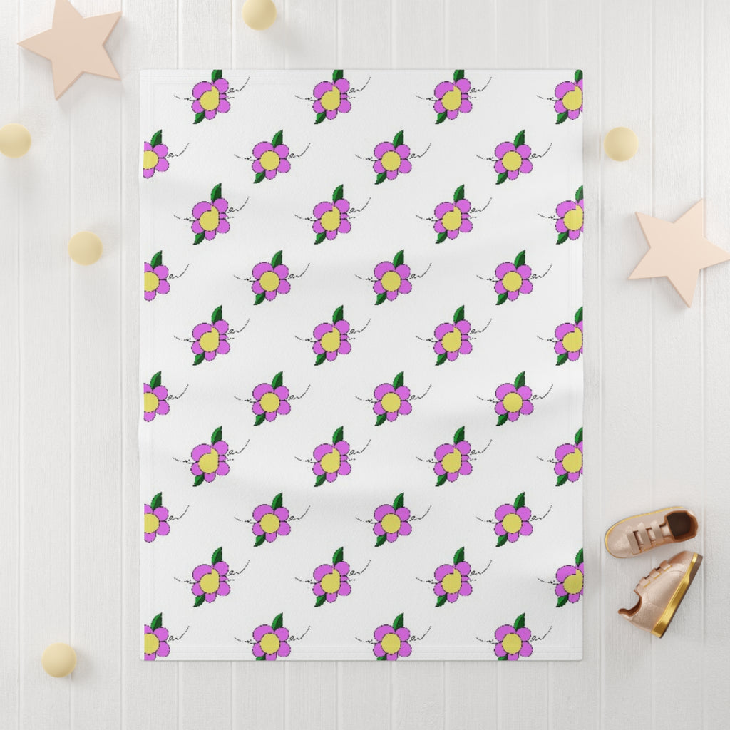 Soft Fleece Baby Blanket — Cute Purple Flower Nursery Throw