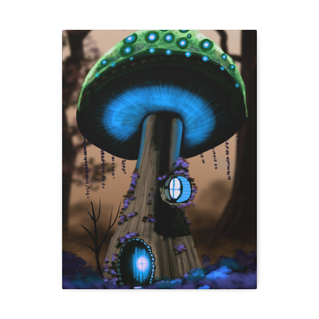 Mushroom House Canvas Print — Fantasy Woodland Wall Art