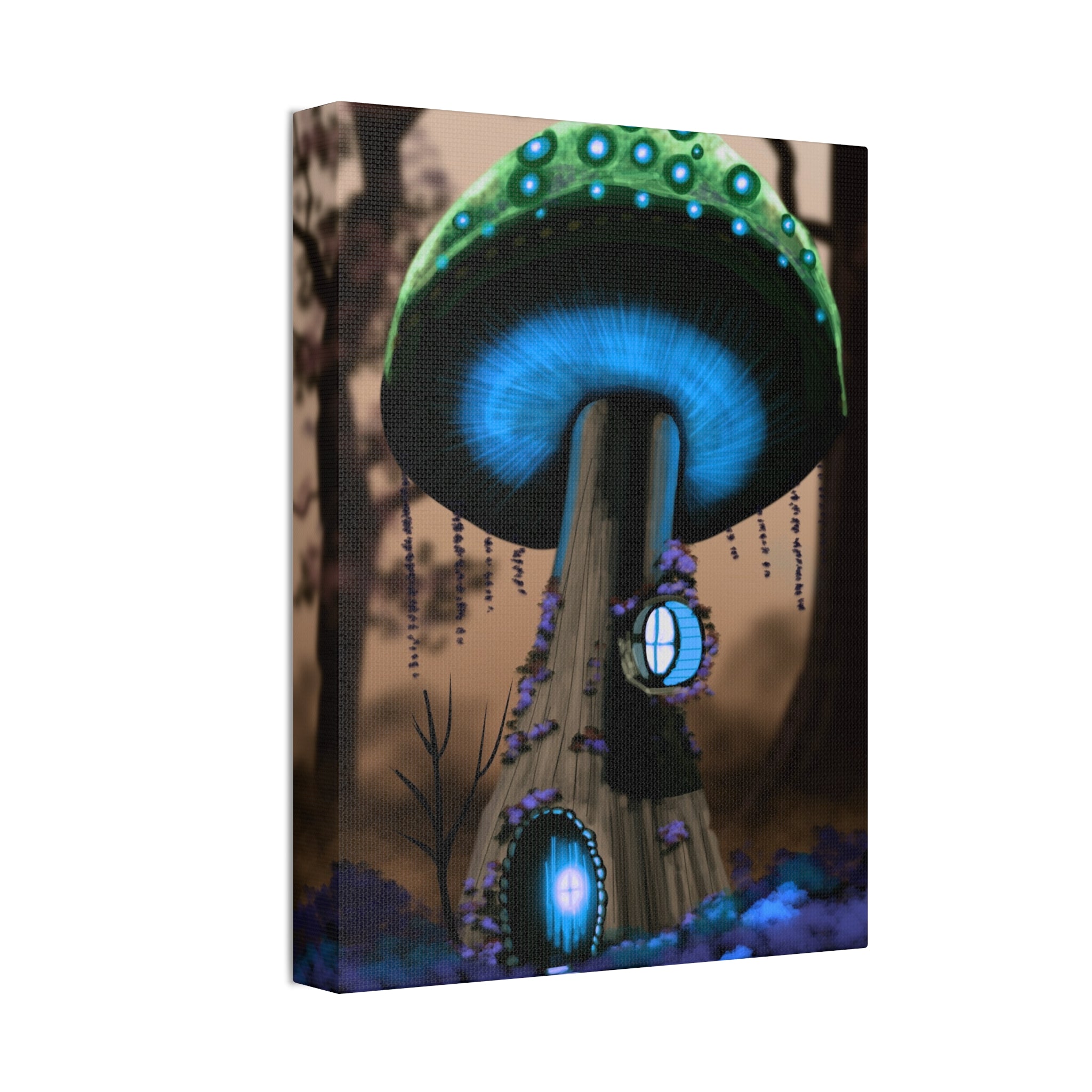 Mushroom House Canvas Print — Fantasy Woodland Wall Art