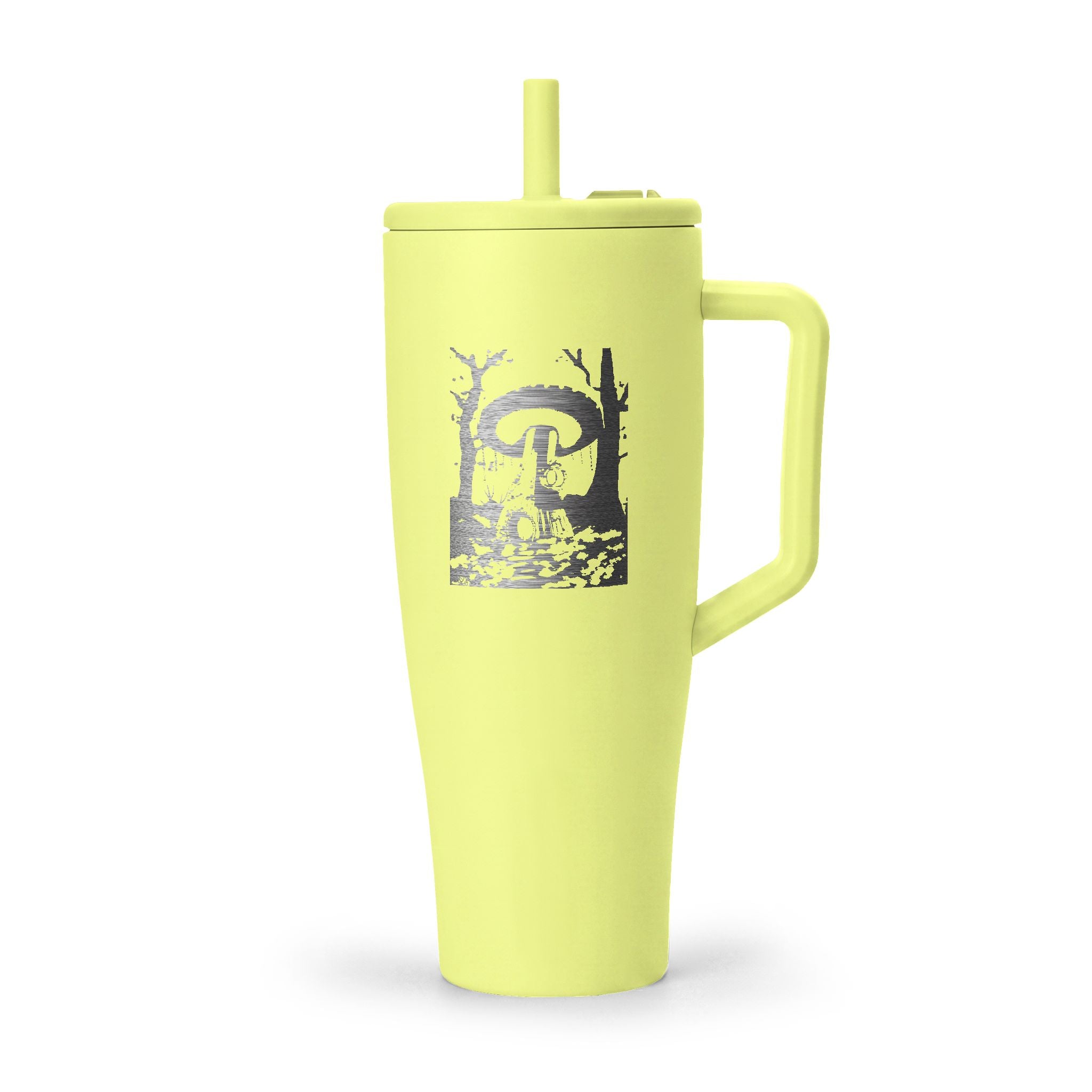 40oz Engraved Insulated Tumbler with Handle — Mushroom Forest Design