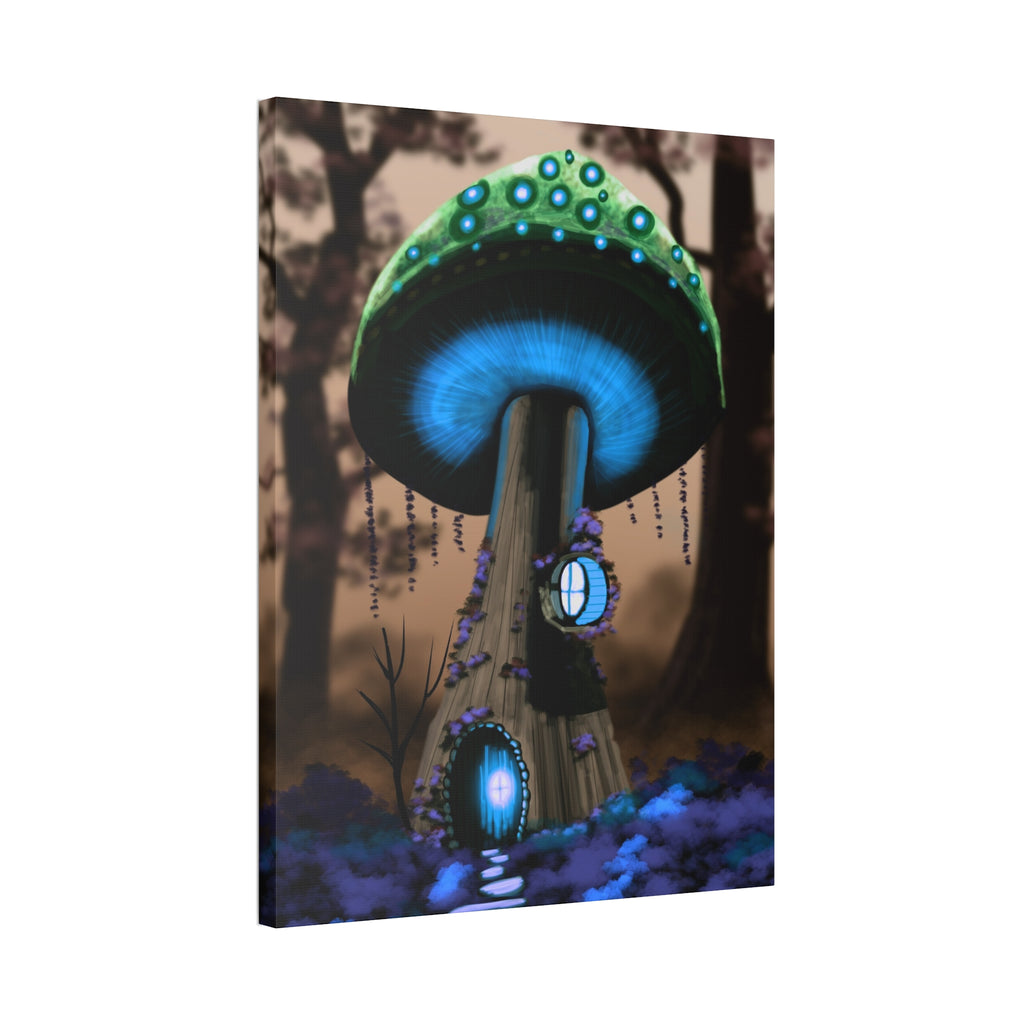Mushroom House Canvas Print — Fantasy Woodland Wall Art