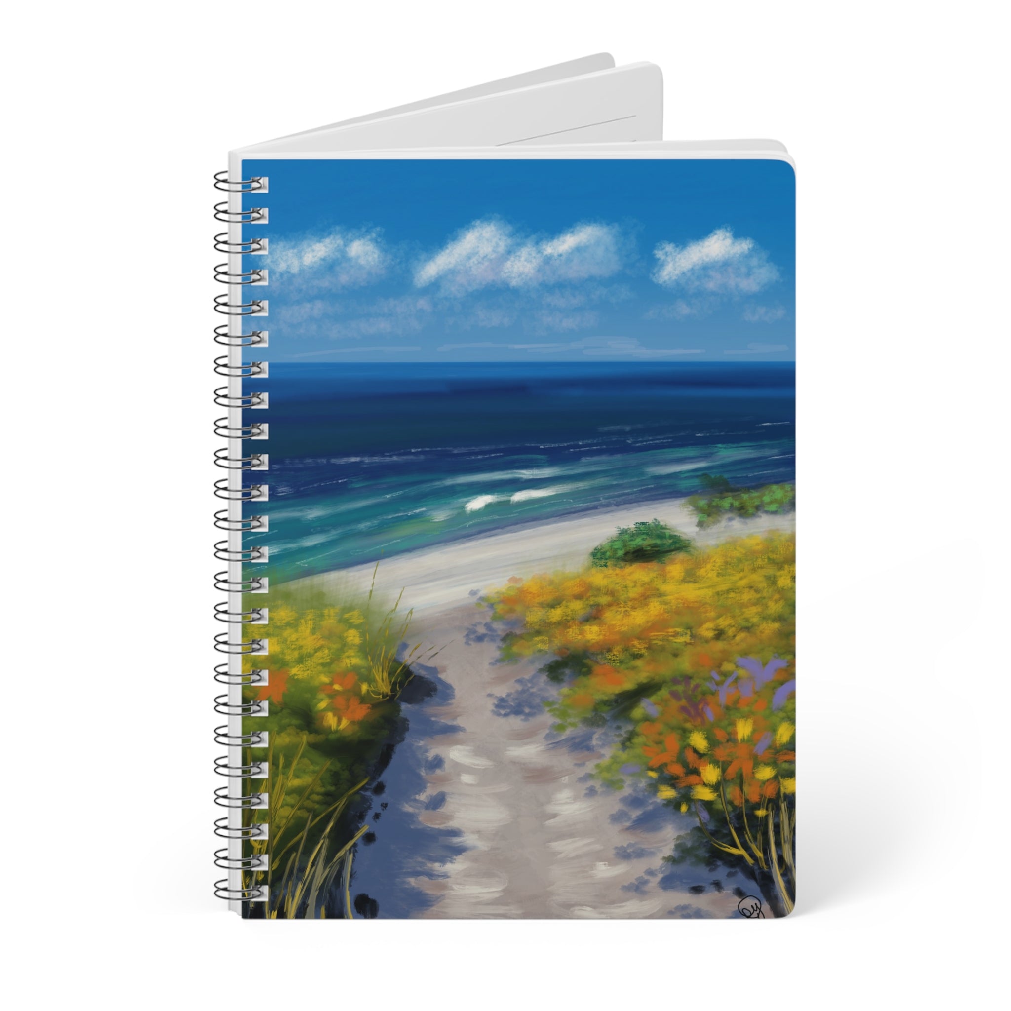 A5 Seaside Path Spiral Notebook — Beach Landscape Journal