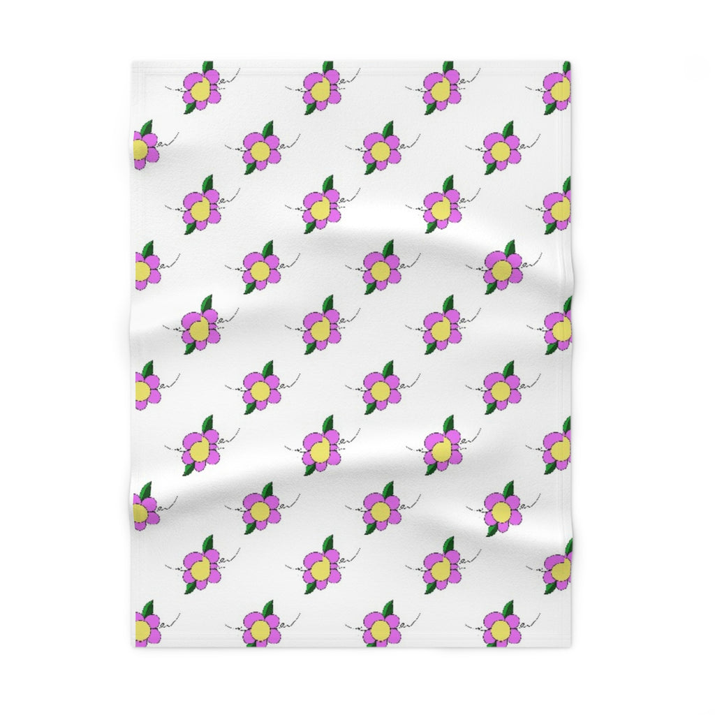 Soft Fleece Baby Blanket — Cute Purple Flower Nursery Throw