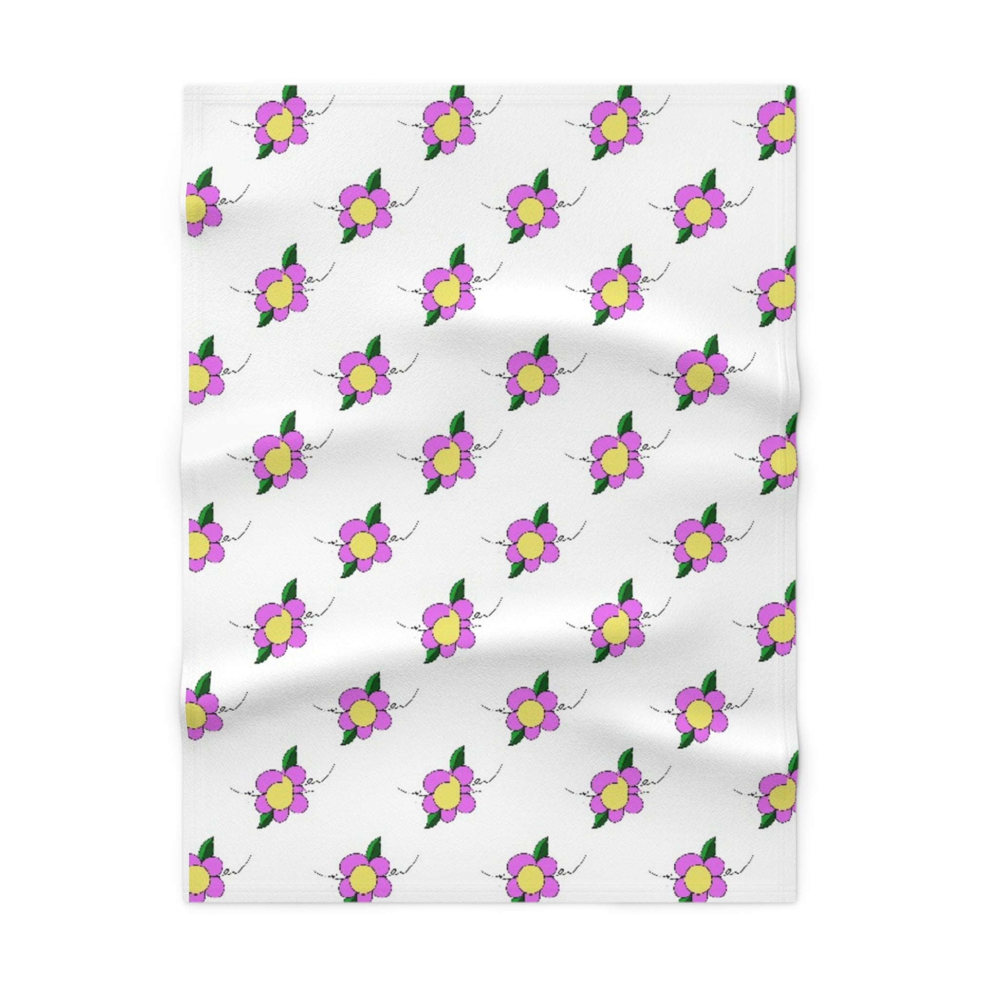 Soft Fleece Baby Blanket — Cute Purple Flower Nursery Throw